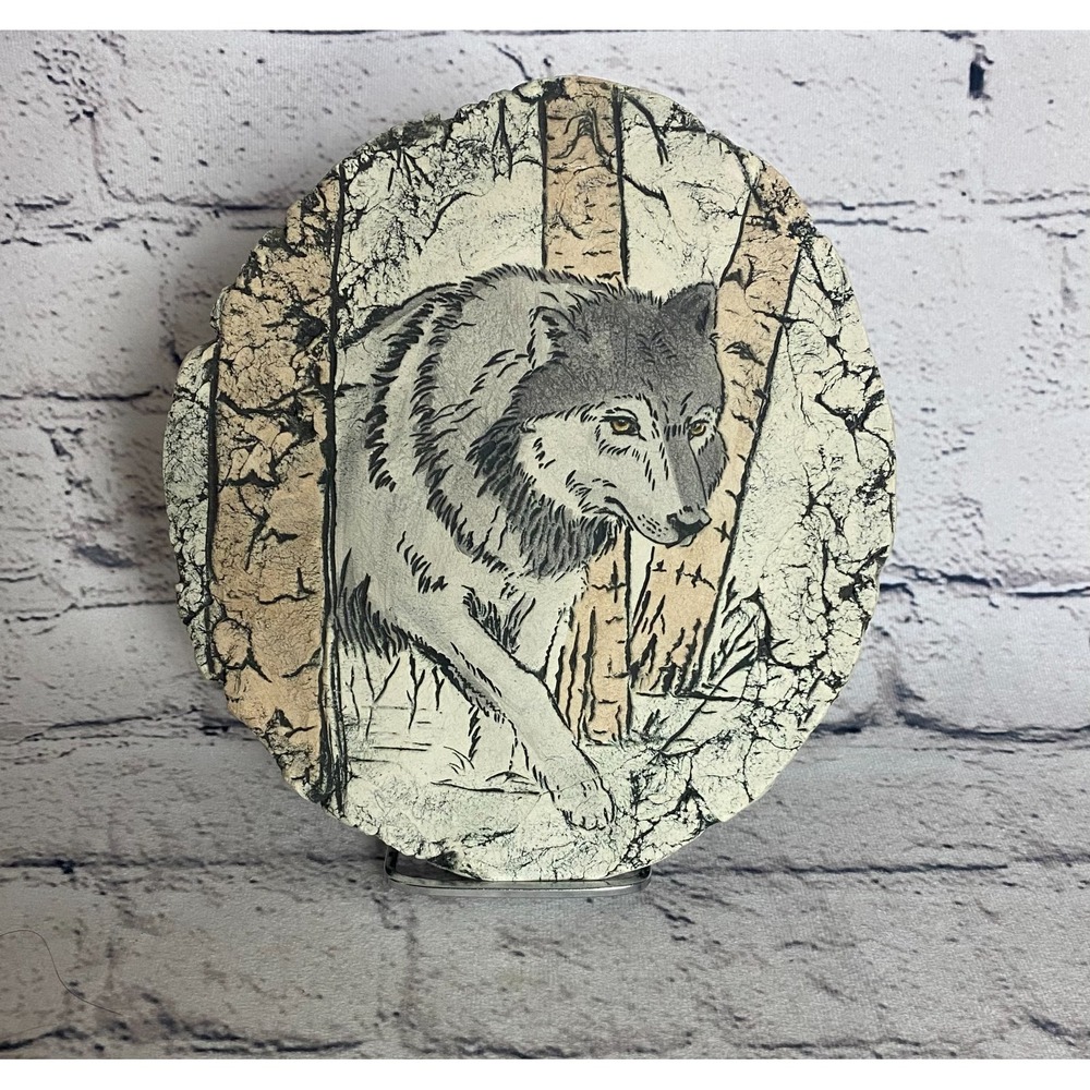 Vintage Shapes of Clay by Stan Mt St. Helens Ash Endangered‎ Species Wolf Plaque